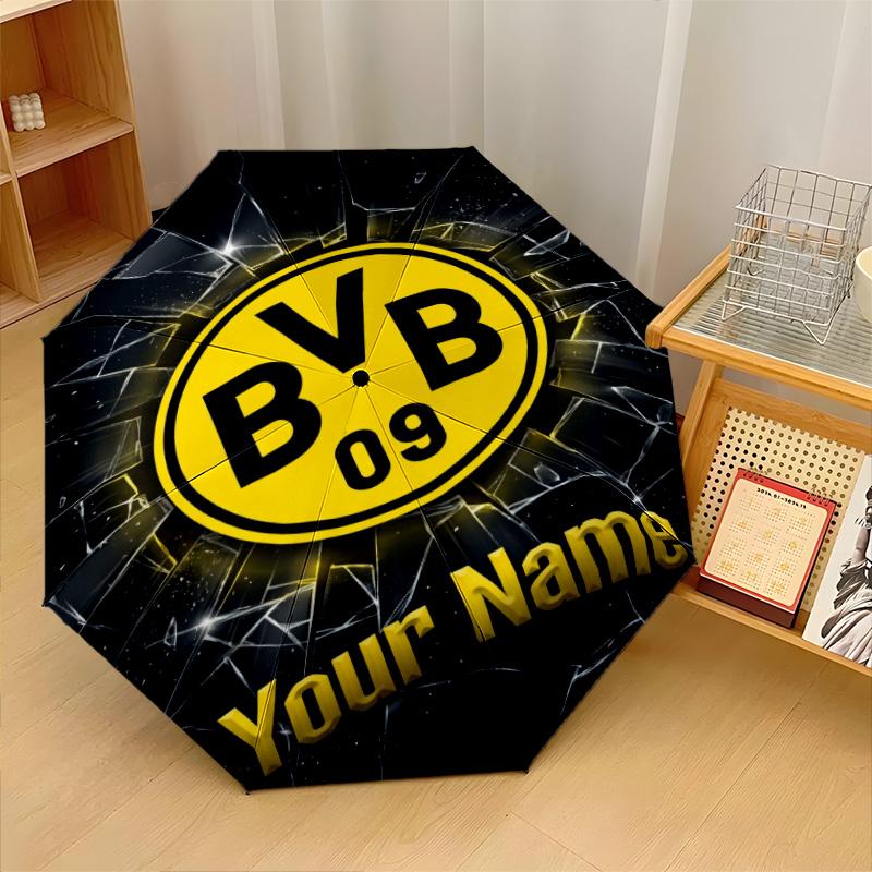 Borussia Dortmund Automatic 3‑Fold Umbrella 8‑Rib Windproof Folding Umbrella Sun Rain Protection For Outdoor Travel Daily Use