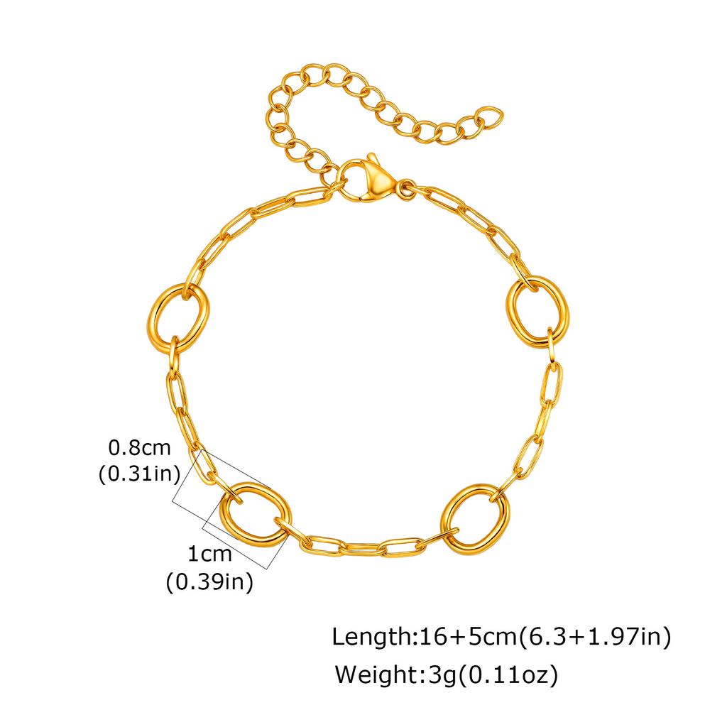 18K Gold-Plated Stainless Steel Hand-Spliced Chain Bracelet, Women'S Personalized Punk Metal Chain Wrist Jewelry