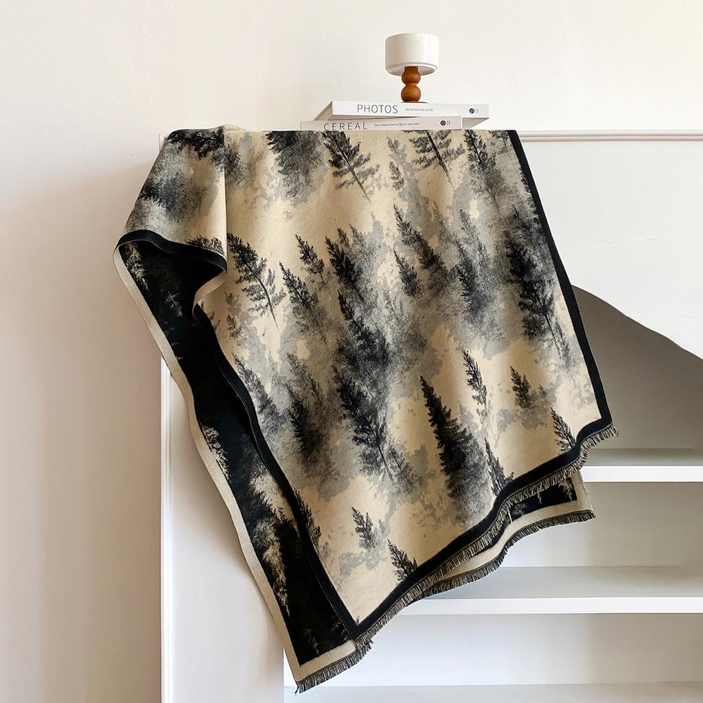 Retro Forest Imitation Cashmere Scarf Women's Chinese Style High Temperament Warm Versatile Shawl