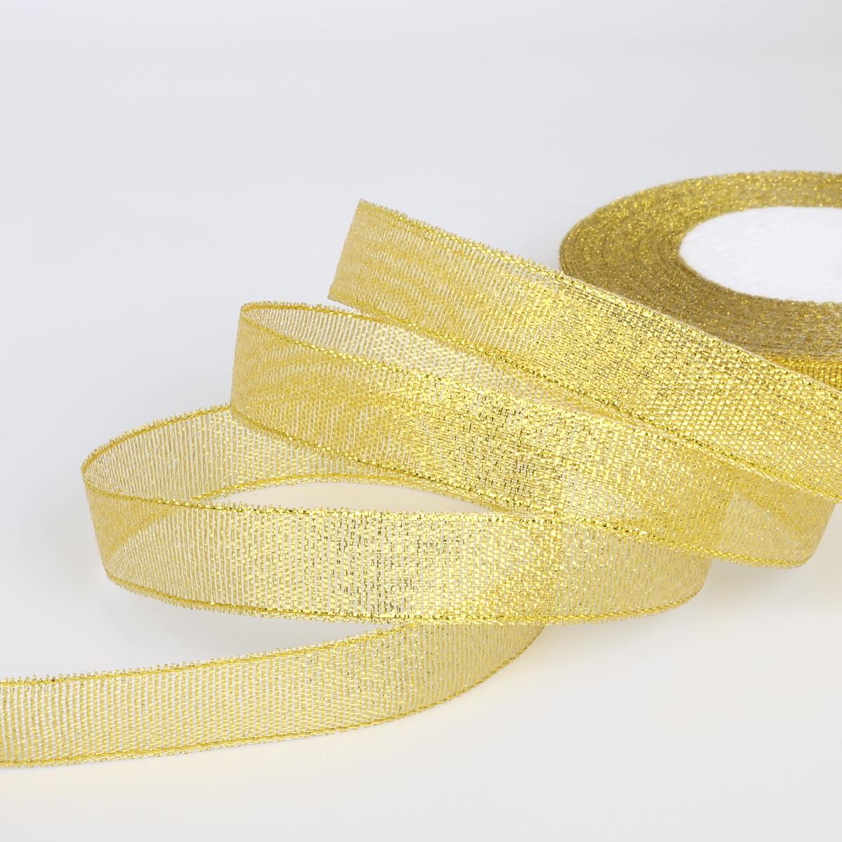 

Шелковая атласная блестящая лента из органзы 7-38 мм. Цвета серебро и золото 15mm золотой