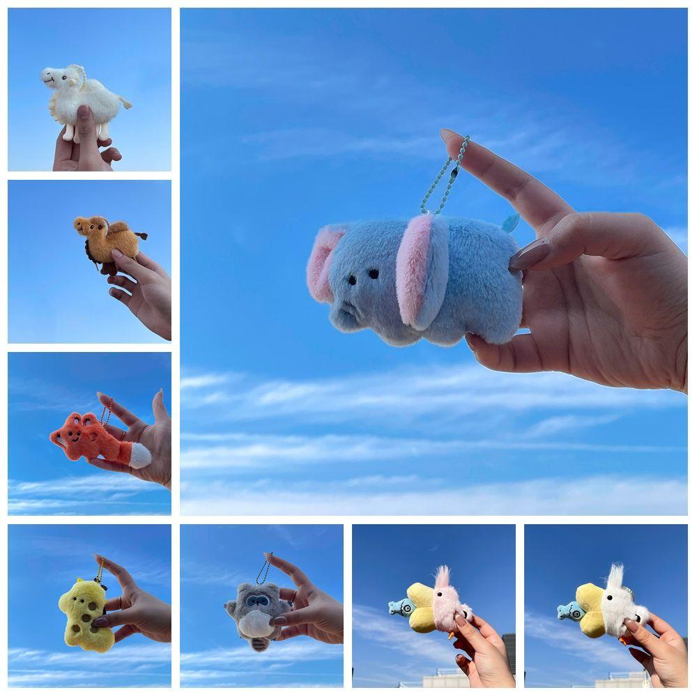 Cartoon Beanie Eyes Animal Pendant Soft Cartoon Bag Charms Creative Plush Doll Key Chain  Kids