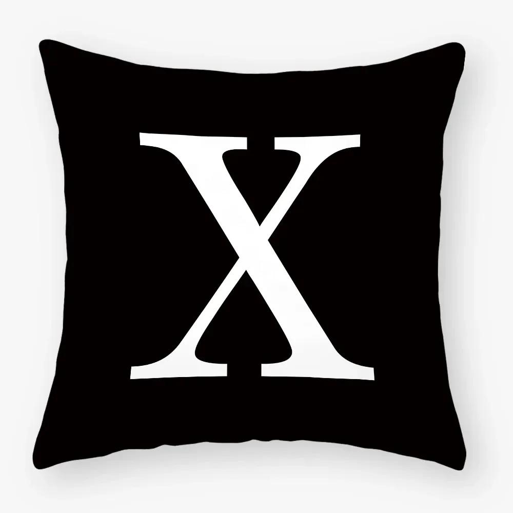 Black White Letters Sofa Decorative Cushion Cover Pillow Pillowcase Polyester 45*45Cm Throw Pillow Home Decor Pillowcover