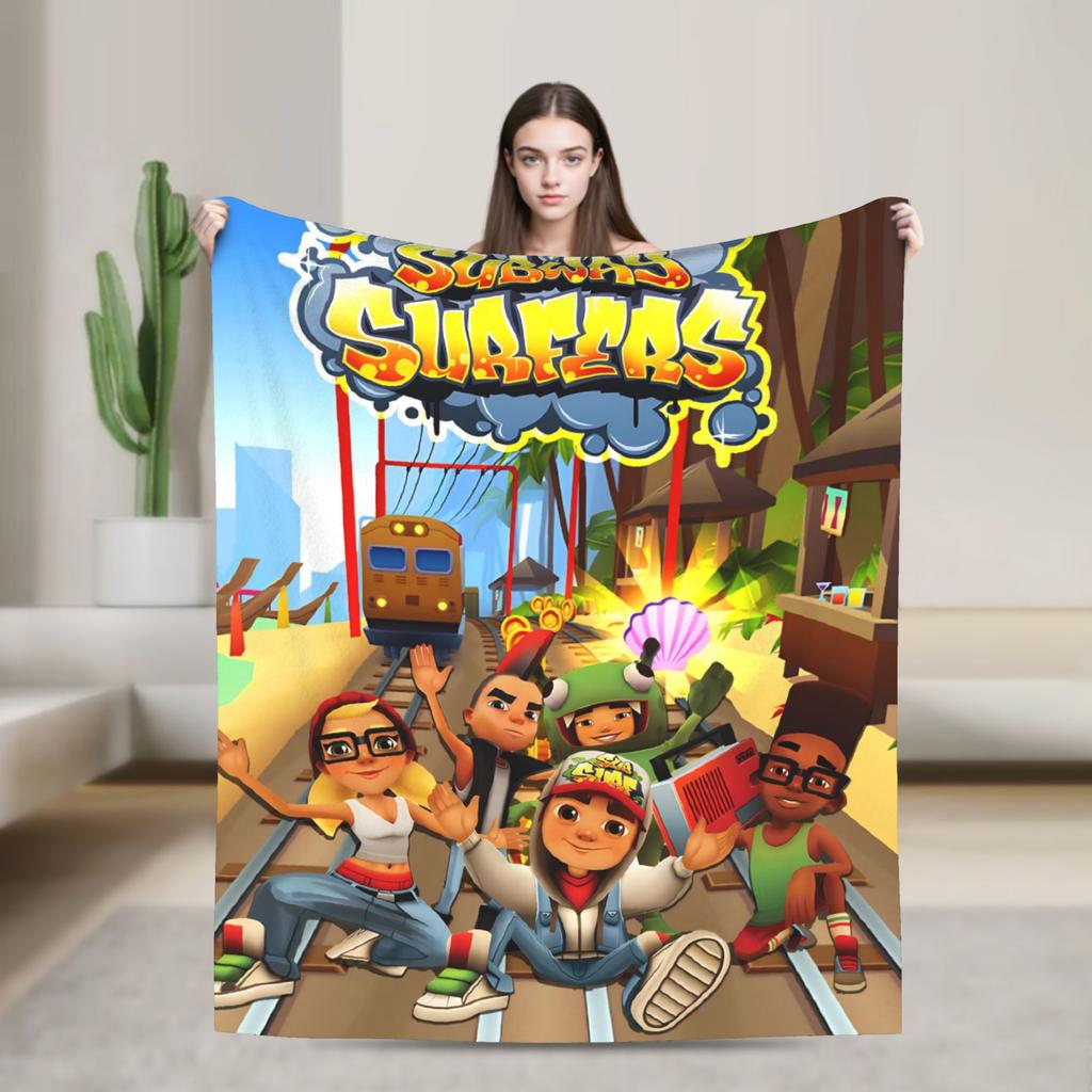 Soft Blankets Decorative Subway-Surfers Jake Tricky  Throw Blanket  Flannel Bedspread For Living Room Funny Sofa Bed Cover