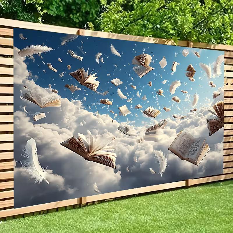 2D Enchanted Reading Backdrop, Books In the Sky for Newborn and Children Photography