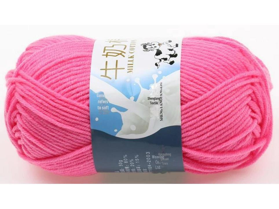 5-Strand Milk Cotton Baby Wool Hat & Scarf Hand-Woven Medium-Thick Yarn Set