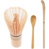 Japanese Matcha Tool Set Bamboo Scoop,Bamboo Spoon,Bamboo Whisk,Ceramic Whisk Holder Fit for Tea Ceremony Use (White)