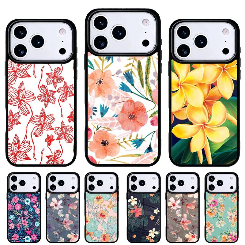 Tropical Flowers Phone Case for iPhone 17 Air 16e 15 14 13 Pro Max Back Cover for 12 11 Pro Coque