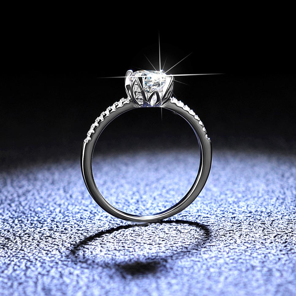 D-Farbe 1 Karat Moissanit-Ring für Frauen, Verlobungsring aus Sterlingsilber, Ehering, Geschenk für Freundin, exquisites Schmuckgeschenk