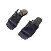 Sheepskin Version~ Korean Fishing Net Surface Square Head Open-toed Sandals Women's Summer 2025 New One-word Flat-bottomed Cool Slippers Outer Wear
