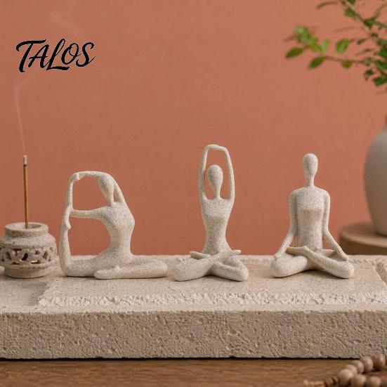 Conjunto de Esculturas Abstratas de Figura de Yoga Talos 3 Peças, Dançarina Oca com Acabamento Brilhante Dourado Prata Fosco Preto Nude, Decoração Moderna para Mesa de Escritório Quarto Sala