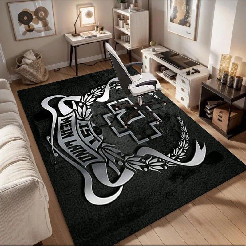 

Metallic Crest Emblem: IST MEIN LAND Decorative Badge Office Mat Perfect for Home Decor Office Desk Chair Rugs Chair Carpet for office Po 60cm by 90cm