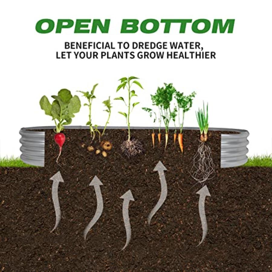 Outdoor 6.5ft Oval Raised Garden Bed GRS Certified Galvanized Metal Planter Box Rot-Resistant Recycled Eco-Friendly Material Pl