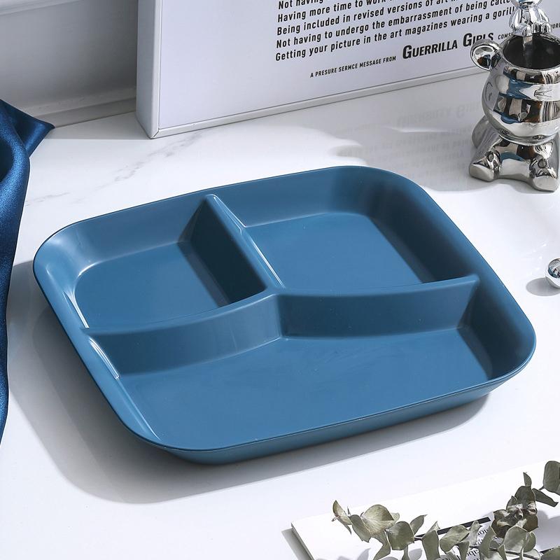 Food Fruit Salad Divided Plate Three-Grid Western Compartment Plate Diet Meal Plate Food Tray Kitchen Dinnerware