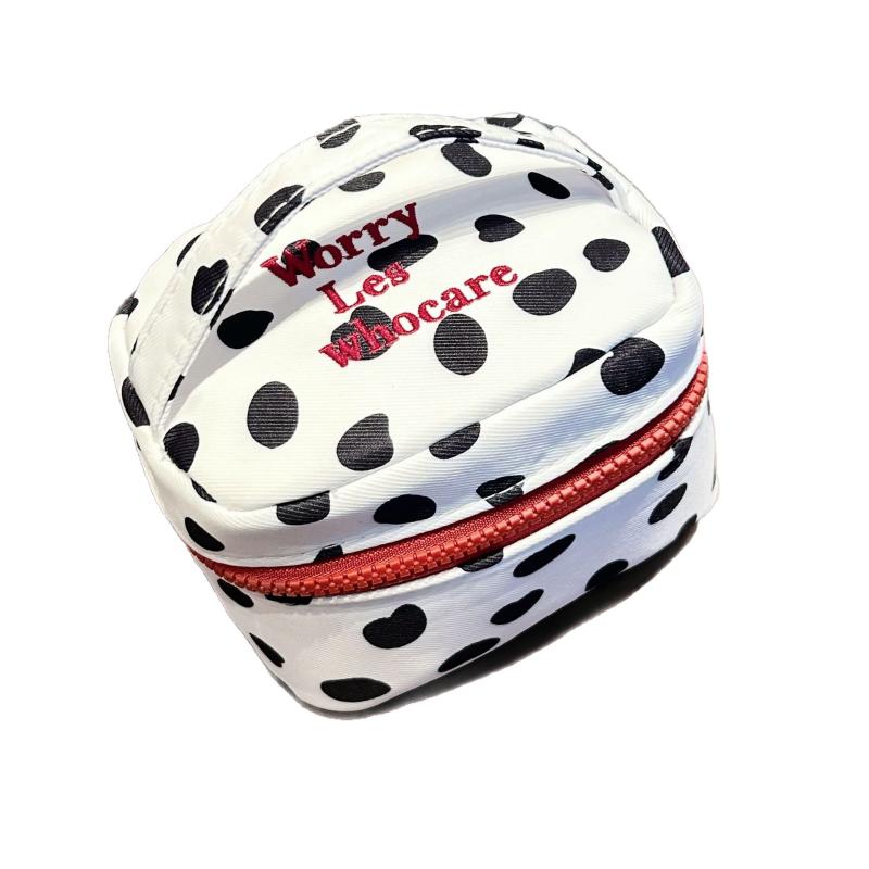Multi-Functional Polka Dot Makeup Bag Handheld Zipper Design Small Cosmetic Pouch Handbag Women Girls