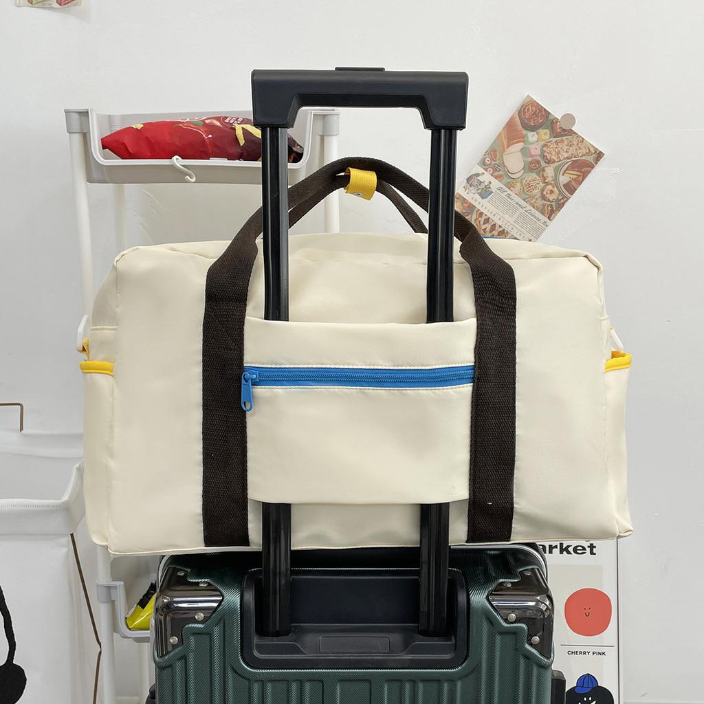 Contrast color leisure sports fitness bag large capacity short trip business travel luggage bag dopamine portable oblique span bag