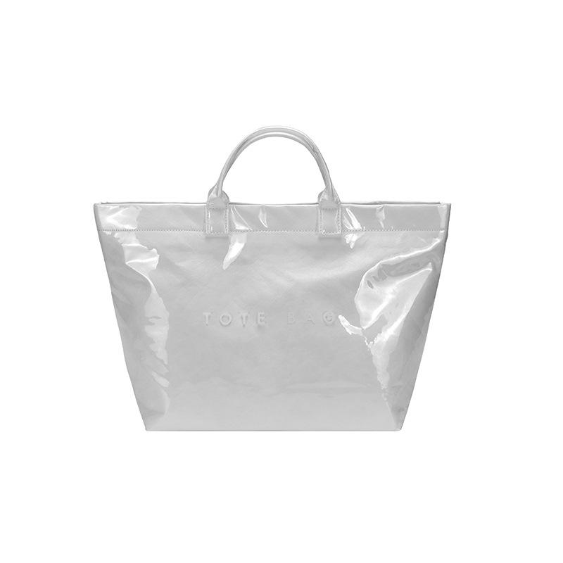 

New fashion bag large capacity jelly texture handbag simple kraft paper tote bag waterproof portable shopping Width 34 Thickness 13 Height 31 белый