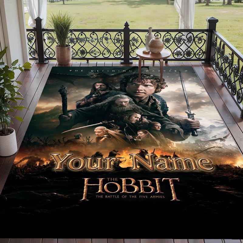 Custom Name The Hobbit Crystal Velvet Floor Rug Personalized Text Soft Carpet Home Decor