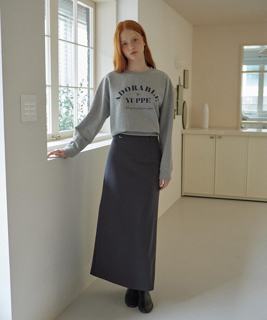 Yeoppe Wool Line Skirt_Charcoal