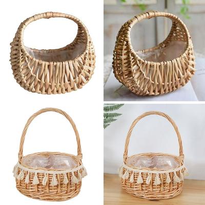 Kleiner Blumenkorb Blumenarrangement Korb Weidenrattan Geflochtener Korb Weide Halbmond Aufbewahrung mit Henkel Blumenkörbe