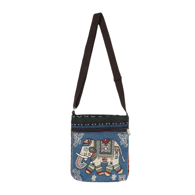 Retro Ethnic Style Shoulder Bag Canvas Embroidered Phone Crossbody Messenger Bag Travel Outdoor Casual Simple All-Mastch Women Small Bag
