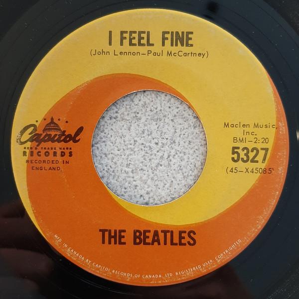 

7inch Record BEATLES I Feel Fine 5327 Capitol Records 1964 Canada Rock Used