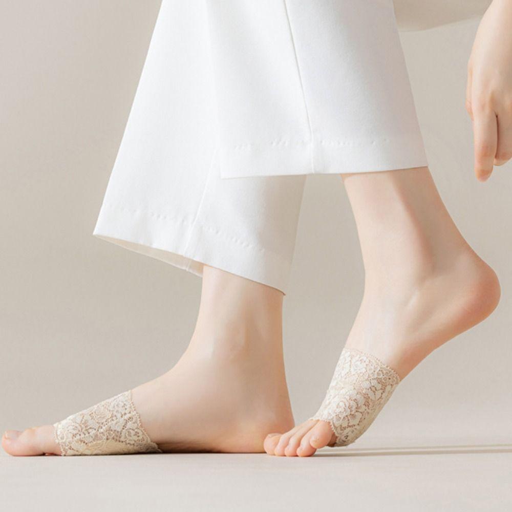 Elasticity Cotton Half Palm Socks Solid Color Foot Care Toe Separator Socks Five Finger Socks Mesh Half Palm Insoles