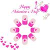 24pcs French Tip Artificial Nail with Heart Pattern Short Square Acrylic Nail Press On Nail Valentines Nail Accessories