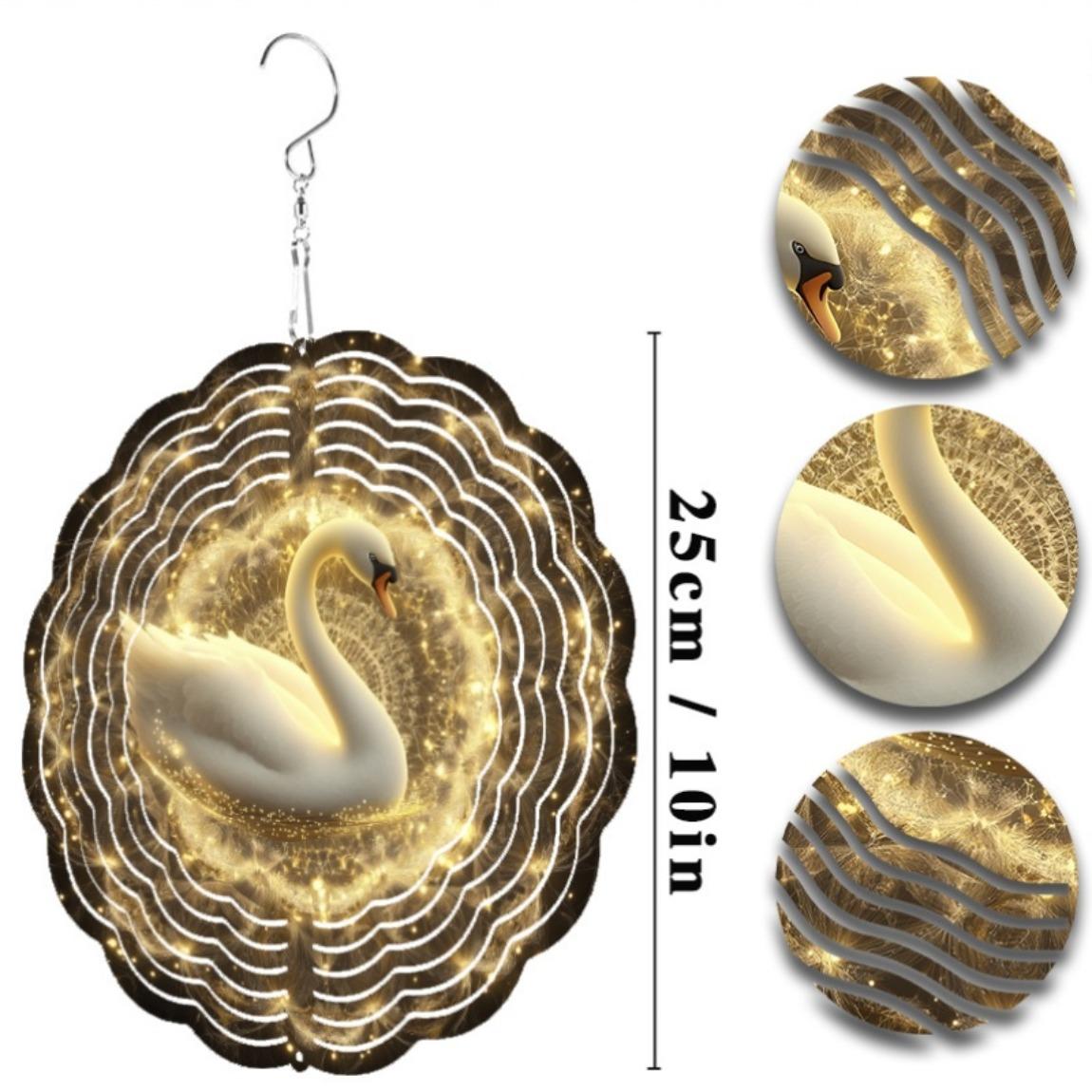 

10-дюймовый металлический колокольчик в виде лебедя, скульптура с крючком, вращающимся на 360 градусов, для декора сада, балкона, лужайки, батарея не требуется, элегантный подарок 01A