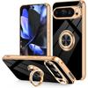Moderne Dünne Weiche TPU Goldbeschichtete Handyhülle Für Google Pixel 10 9 8 Pro XL Auto Magnetischer Ringständer Einfarbige Schutzhülle