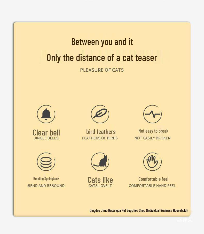 Fairy Cat Teaser Wand with Bell and Bite-Resistant Feather - Cat Toy Kitten Supplies, Free Shipping