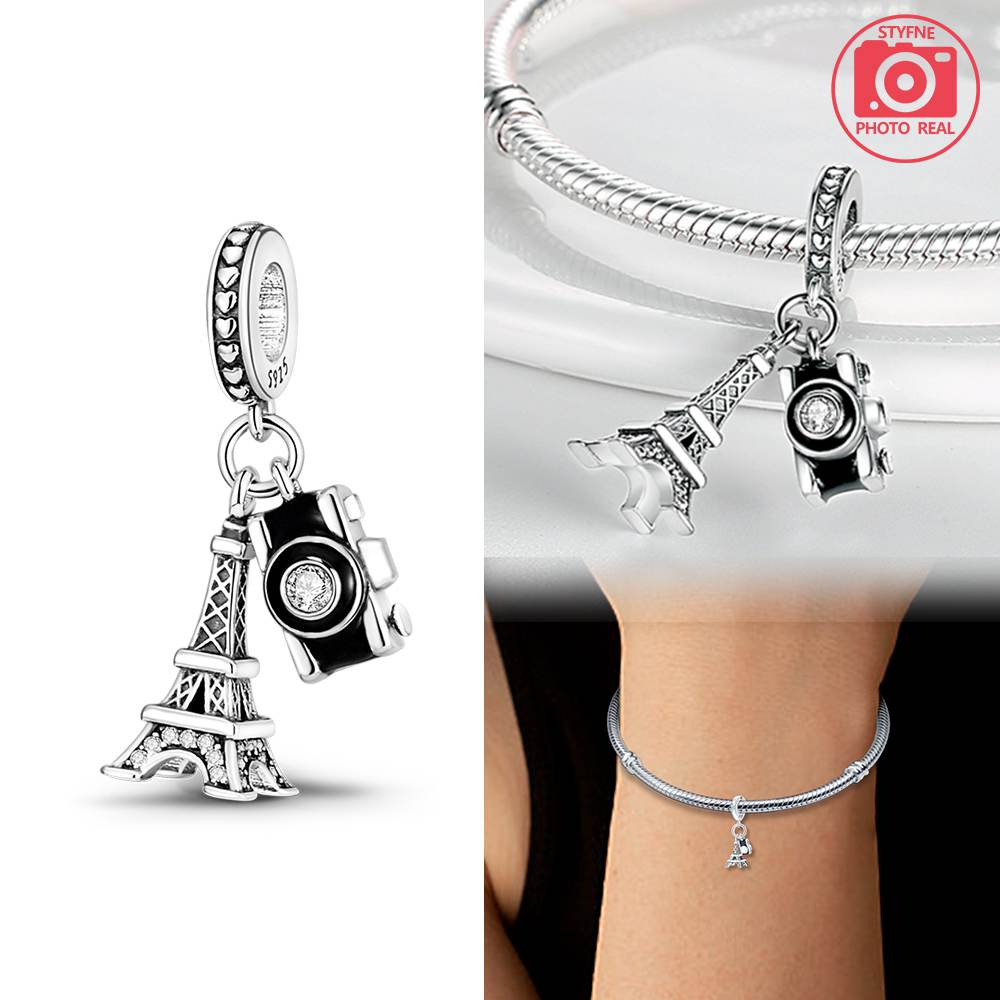

Charm Bead Charms Plata copper Colors Love in Paris Pendant Compatible With Authentic Bracelets Do It Yourself Fine Jewellery Gift for Women
