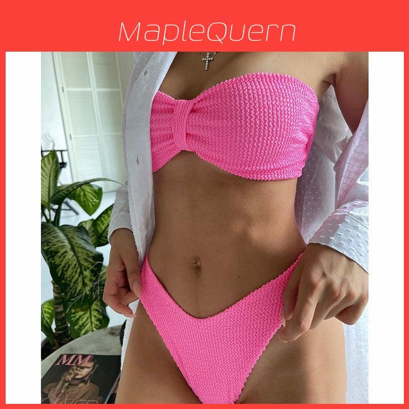 Polyester Bikini Swimsuit For Women With Wavy Design And No Steel Support For Water Sports