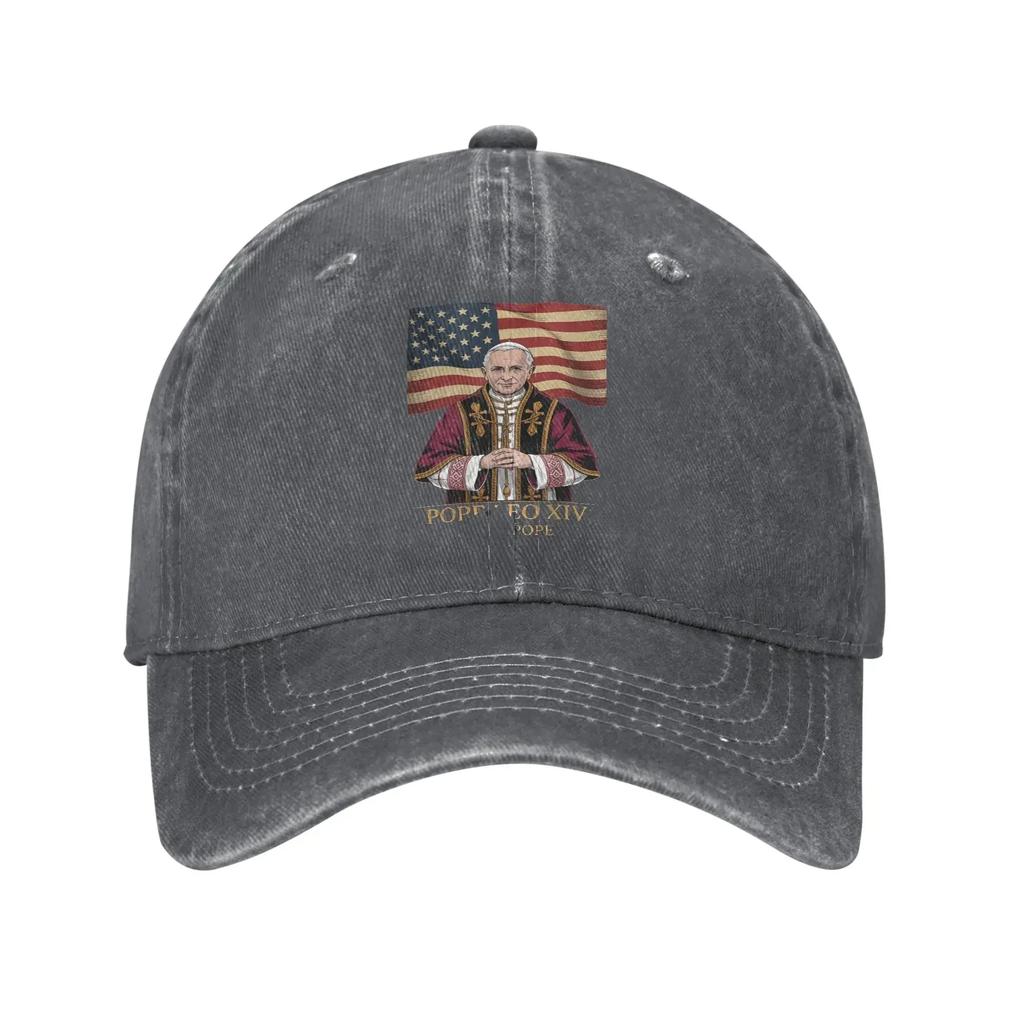 Vintage God Bless Pope Leo Baseball Caps Men Women Distressed Cotton Headwear American Outdoor Workouts Unstructured Soft Cap