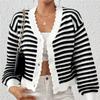 Rainbow Striped Color Block Jacquard Cardigan Women‘s - Knit Sweater Open Front
