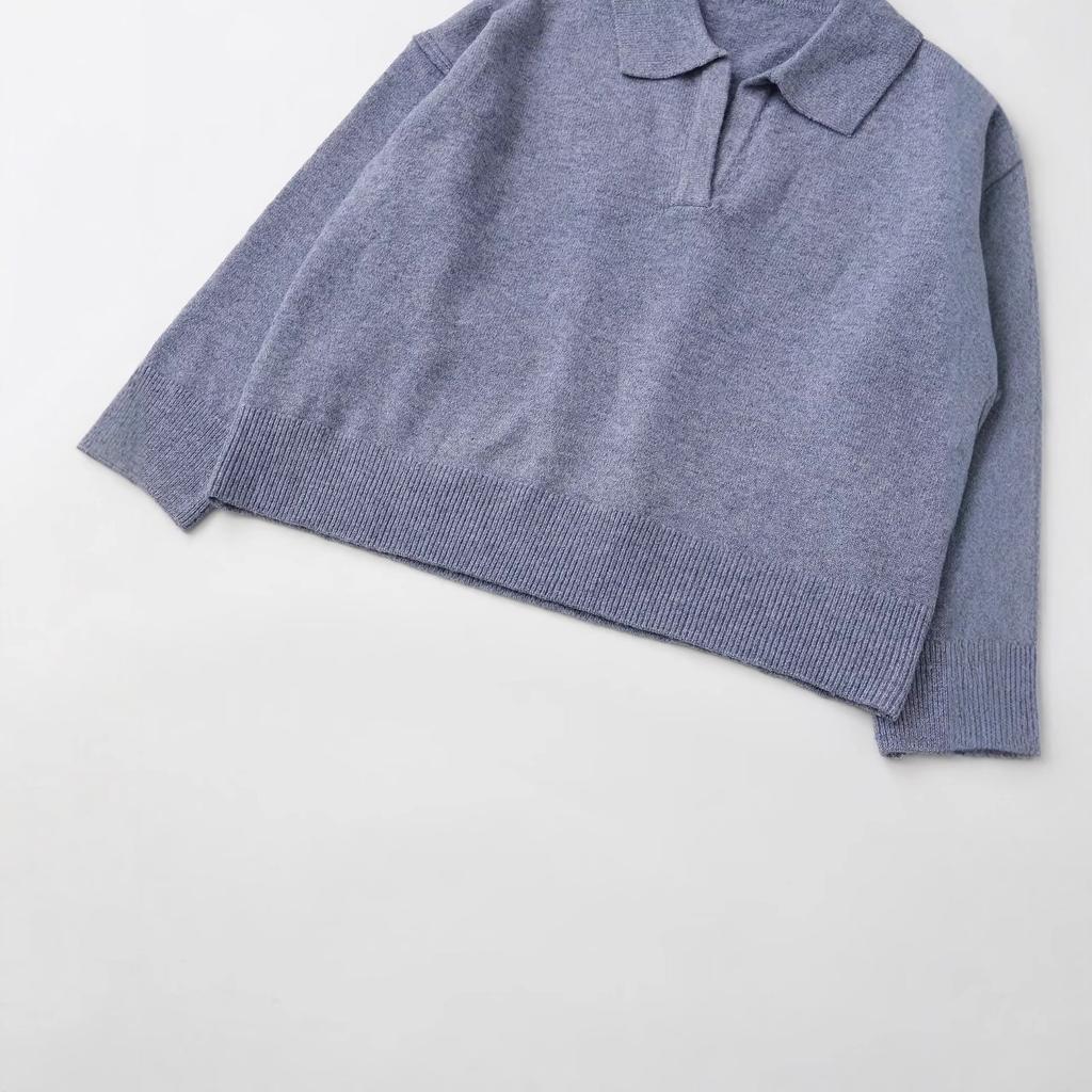 European and American style, new women's clothing, fashionable and versatile cross-border cashmere blended POLO shirt-type knitted sweater