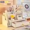 Mark Pen Pencil Holder Wooden Desk Organizers Shelves Accessories Desktop Stationery Organizer Bookshelf Home Office Storage Box