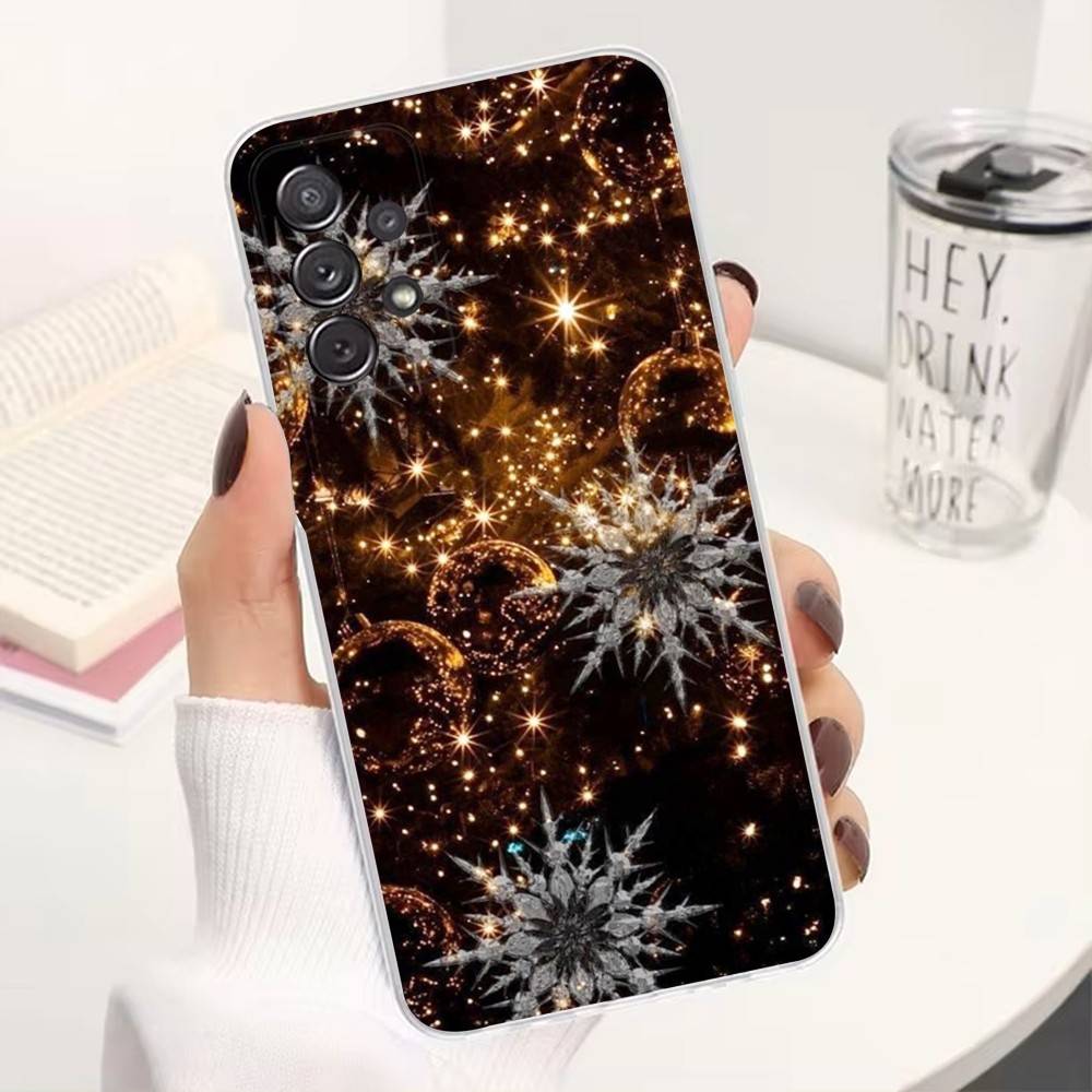 Art Christmas Snowflakes For Samsung A51,30,71,S9,Ultra,Lite,S23,22,21,PIus,10,20,FE,Transparent, Silicone Case