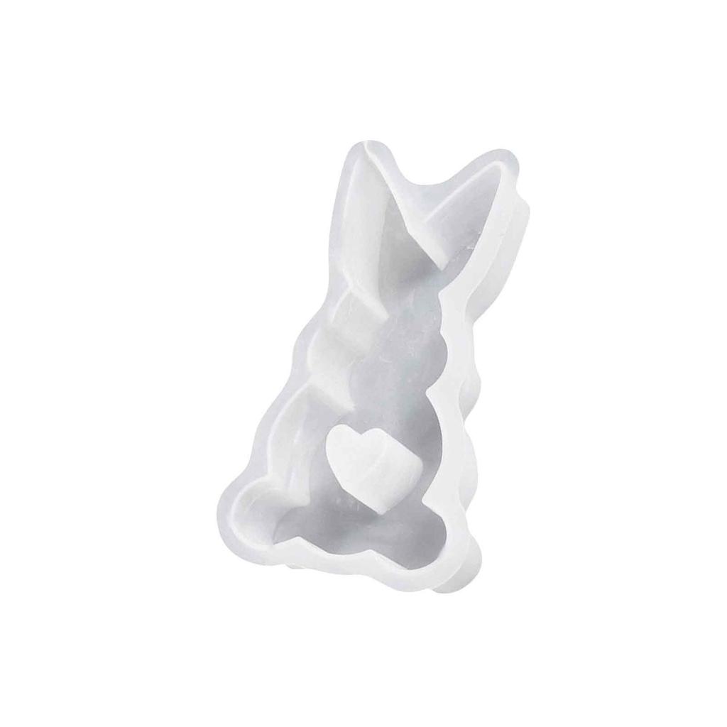 3D Heart Bunny Silicone Mold for Candle Making Soap Crafting Resin Casting Flexible Non-Stick Material Suitable for DIY Art Projects