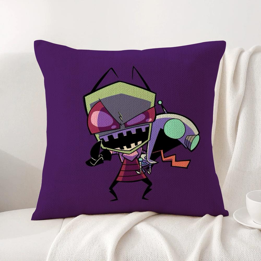 I-Invader Z-Zim Cushion Cover Summer Coolness Linen Fabric Double-Sided Printing Pillow Case Sofa Home Decor Gift