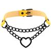 Gothic Harajaku Black Heart Chain Leather Choker Collar Punk Necklaces for Women Girls Buckle Chocker Emo Witch Jewelry