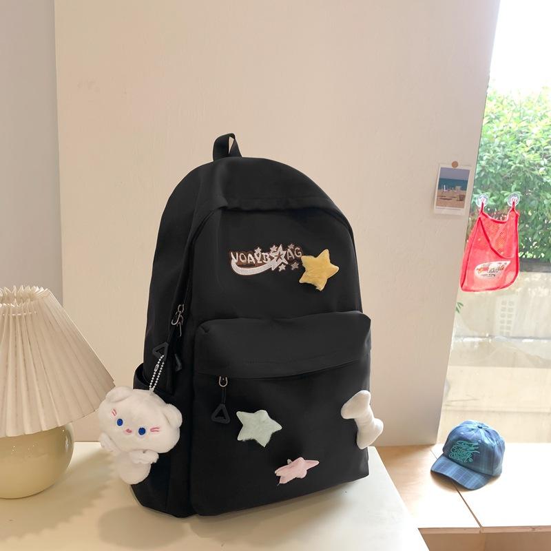 Small fresh schoolbag female cute solid color girl backpack campus girl sweet style primary and secondary school student schoolbag