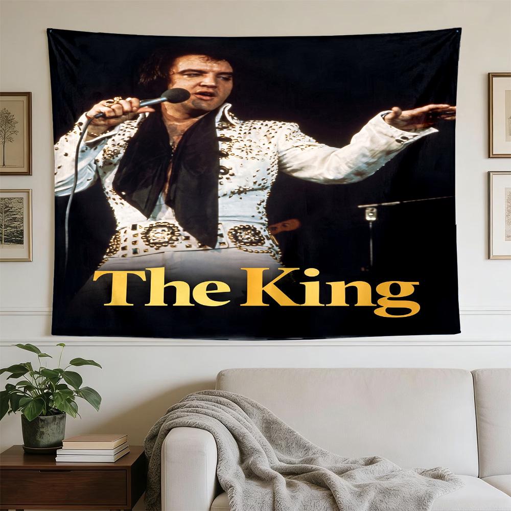 Elvis Neon Sign Versatile Wall Hanging Blanket, Home Backdrop for Wedding, Party and Video Shooting,Perfect Gift