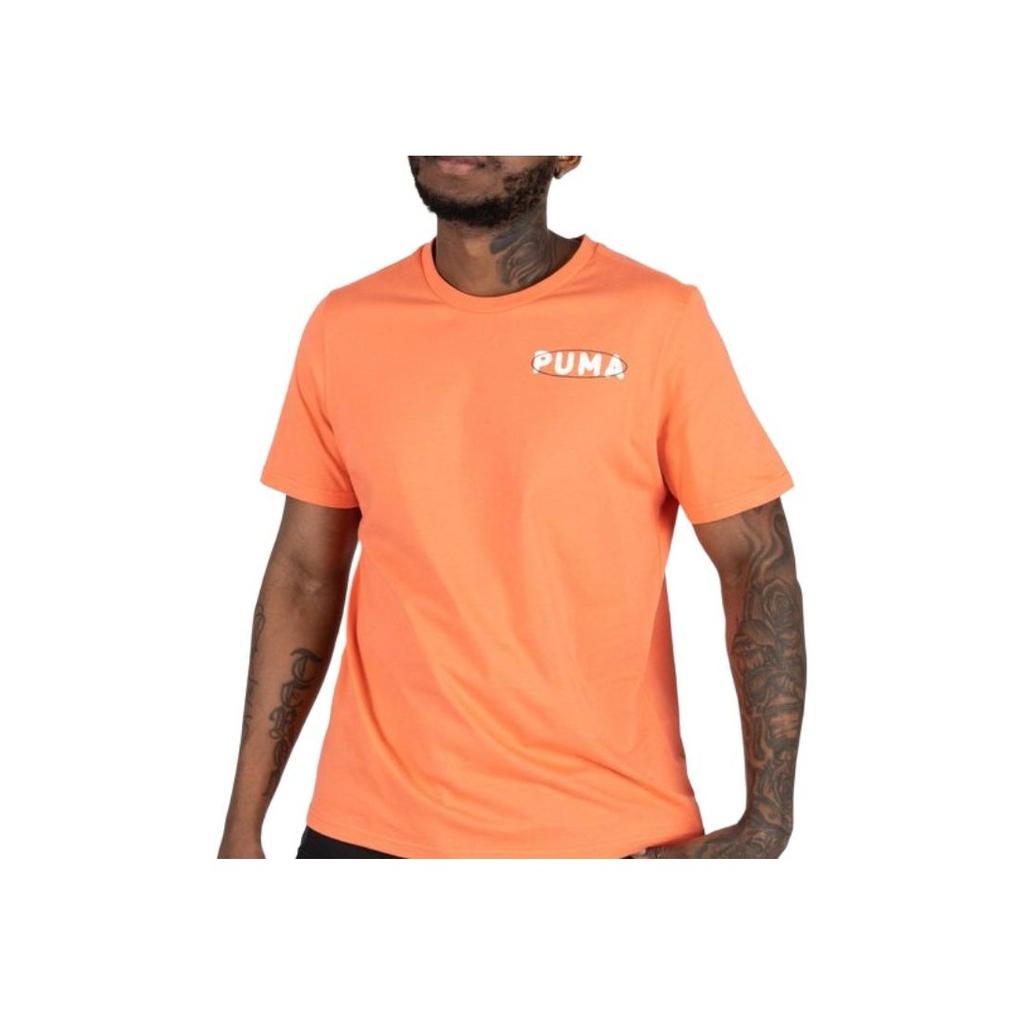 Puma Casual Round Neck Cotton Short Sleeve T-Shirt Unisex Tops Orange 530511-02