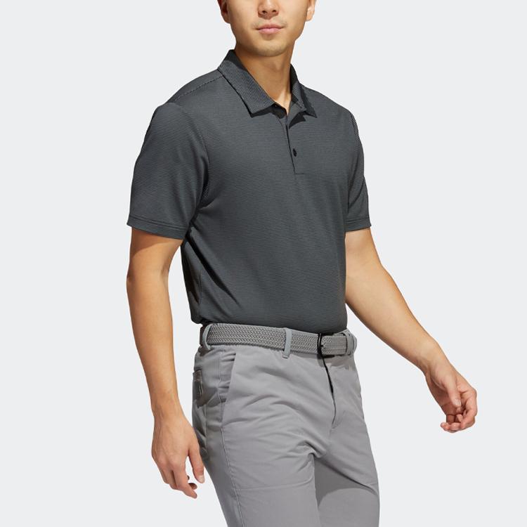 Adidas Ottoman Stripe Golf Polo Shirt Men Tops Black HA9165