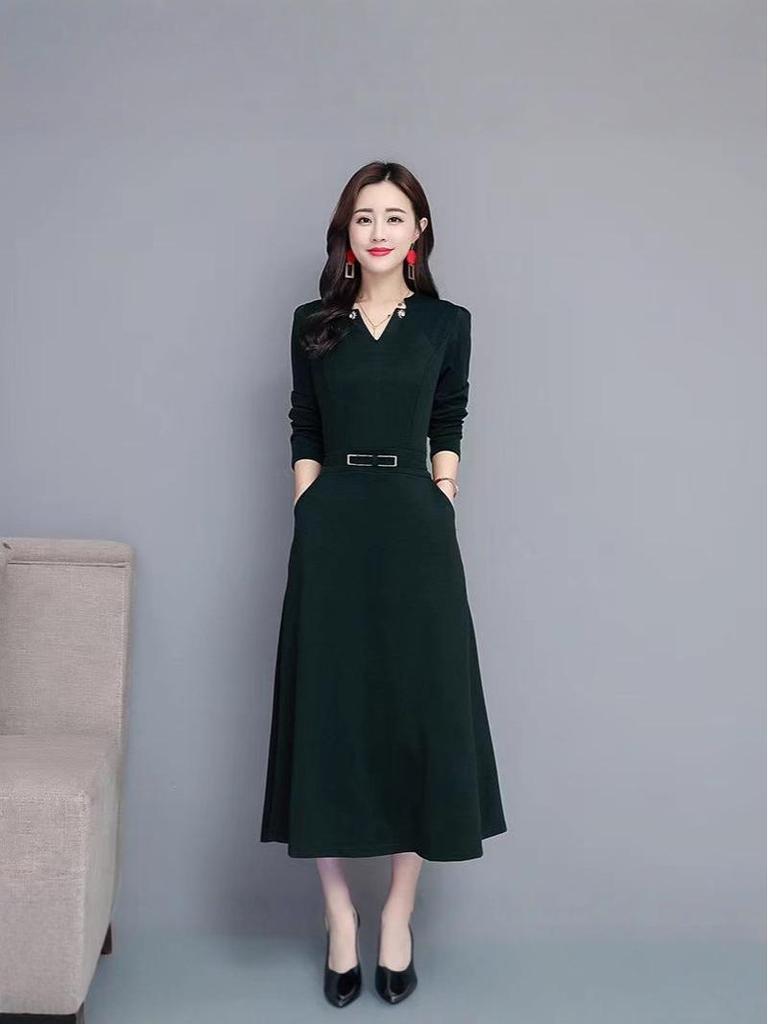 Elegant Women's Spring/Autumn Long Sleeve Wide-Leg Dress