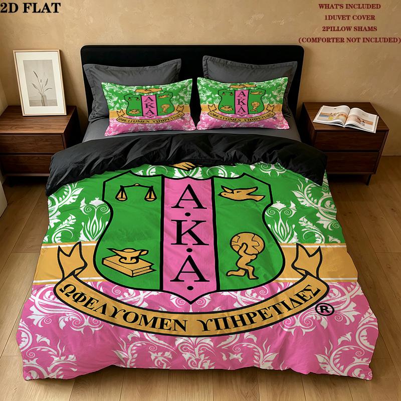 Aka Pattern Bedding Quilt Set Quilt Cover Pillowcase Home Birthday Gift(1 * duvet cover + 2 * pillowcase, without core)