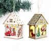 Colorful Christmas LED Light Wooden House Mini Decorative Wooden Luminous Huts Cute Christmas Hanging Decorations