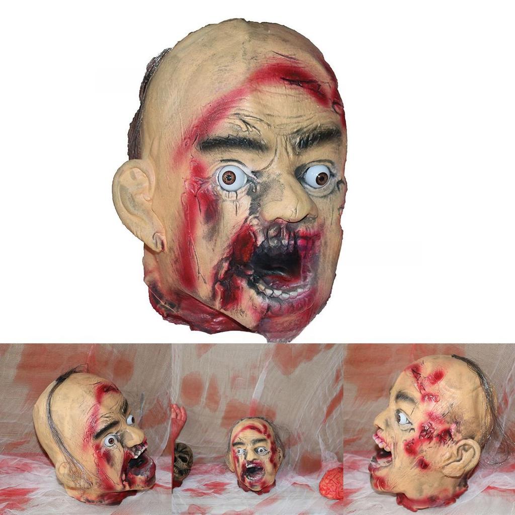 Horror Latex Foam Zombie Dry Corpse Hanging Head For Halloween Escape Room Decor And Costume