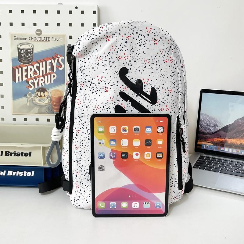 Women's Letter Printed Backpack Men's Large Capacity Travel Backpack Junior High School Student Schoolbag