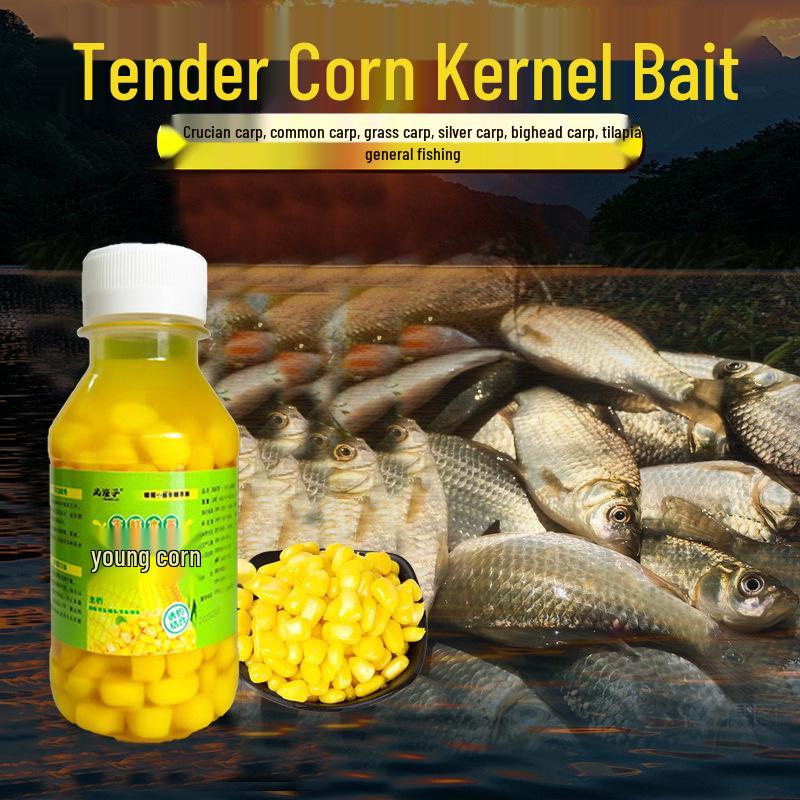 Sweet Corn Scent Fishing Bait with Hook Pellets for Carp & Grass Carp, Small Bottle